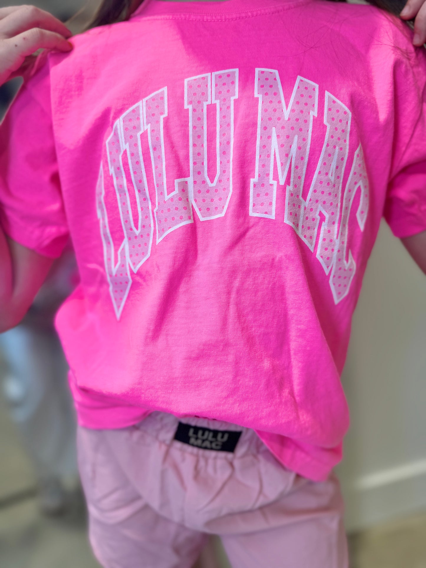 LuLu Mac Youth Polka Dot Tee - Neon Pink