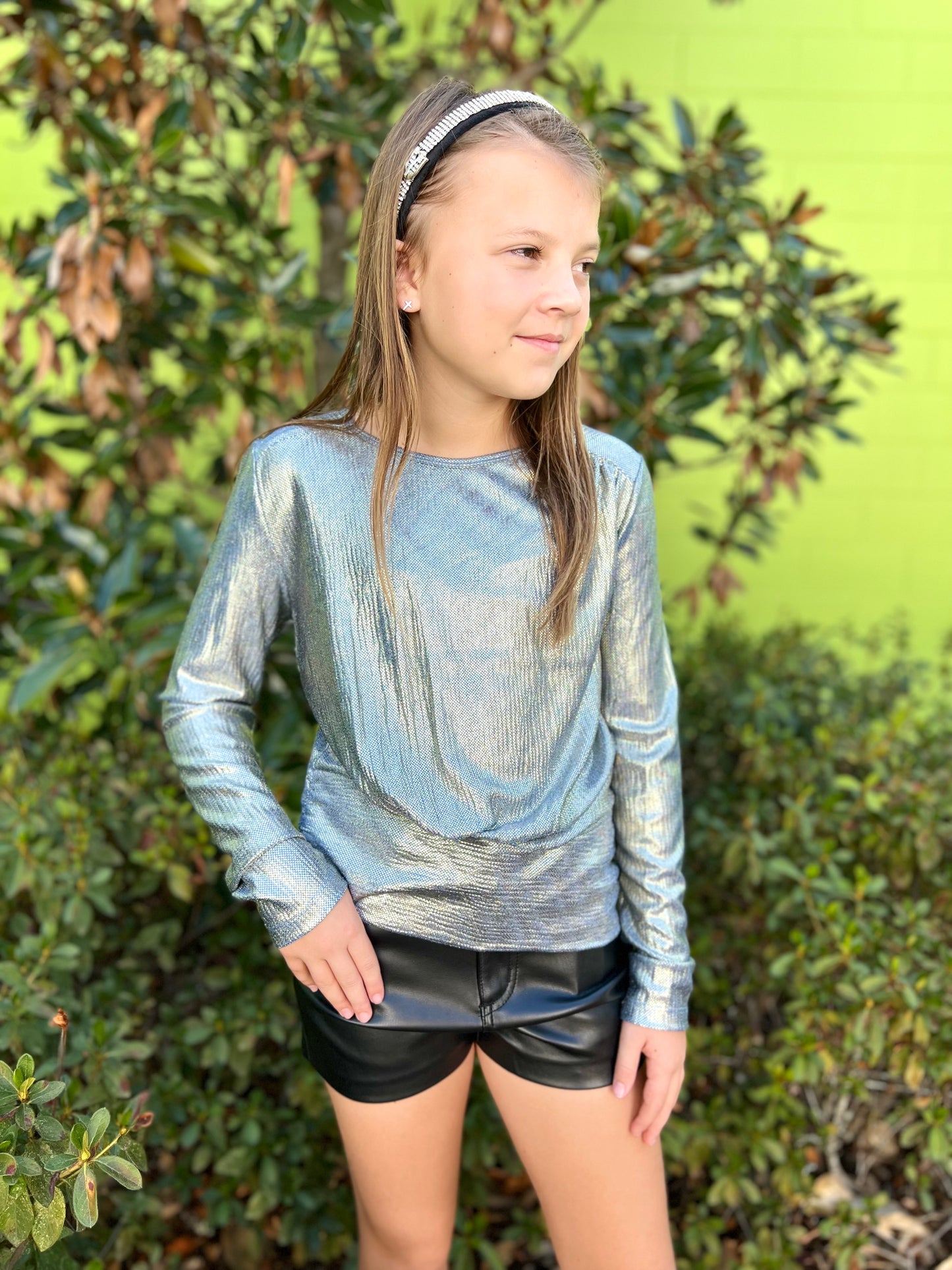 Shimmer Top w/Asymmetric Band