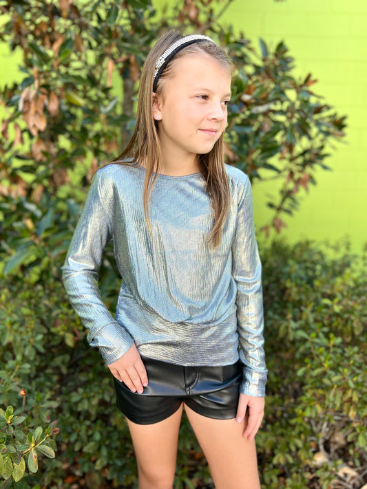 Shimmer Top w/Asymmetric Band