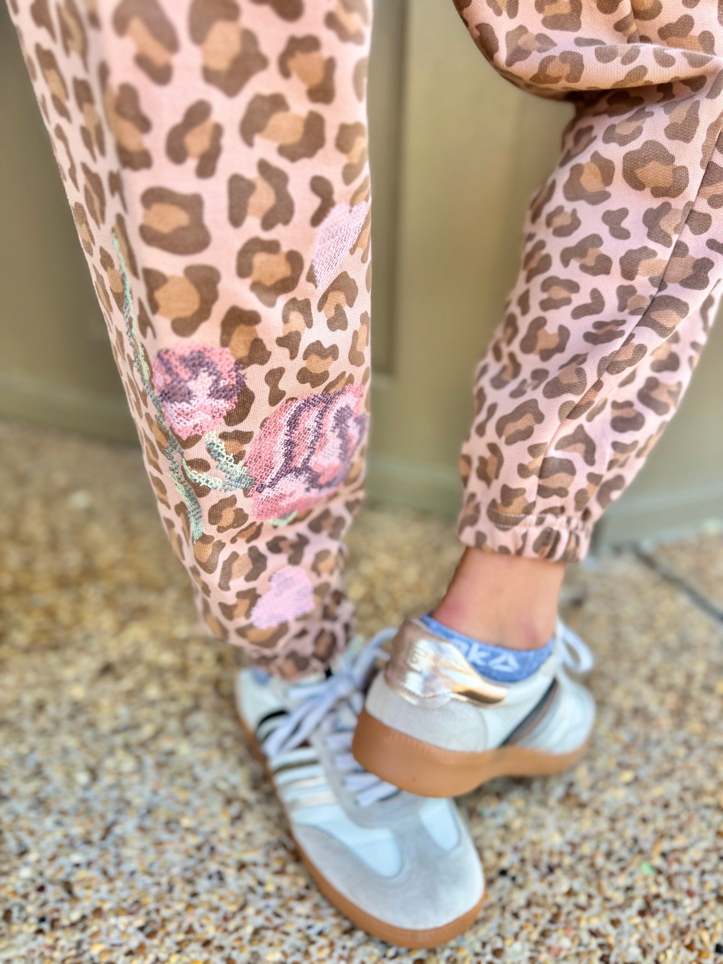 Paper Flower Animal Print Pant Set