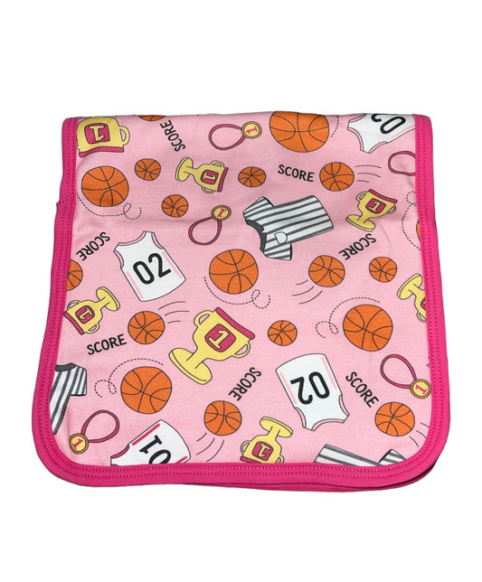 Playing Hoops Pink Burp Cloth