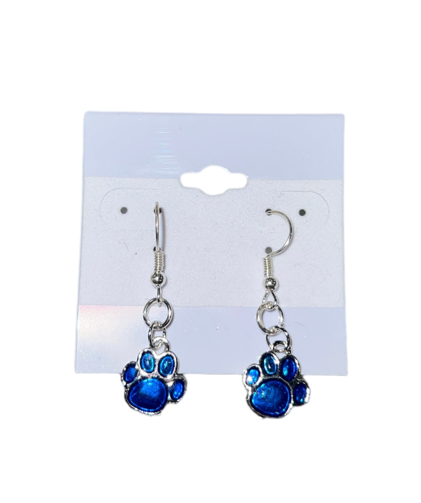 Blue Paw Print Earrings