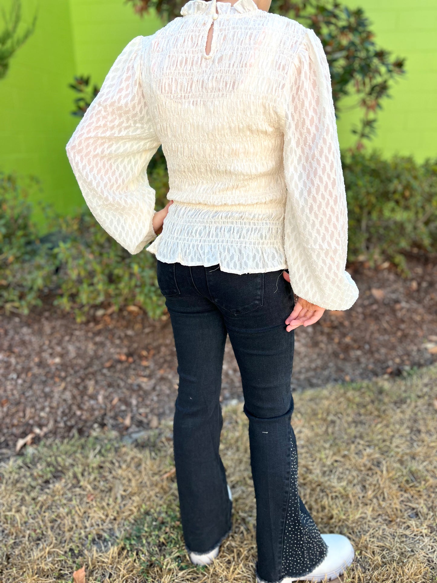 High Rise Mix Stud Gusset Flare In Black