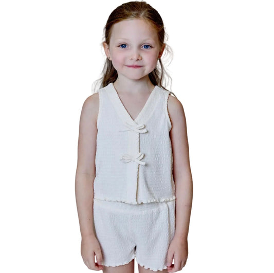 Design History Girls 2 Piece Off White Sleeveless Set