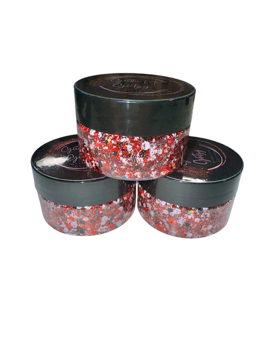 Red/Blk/White Hair/Face Glitter