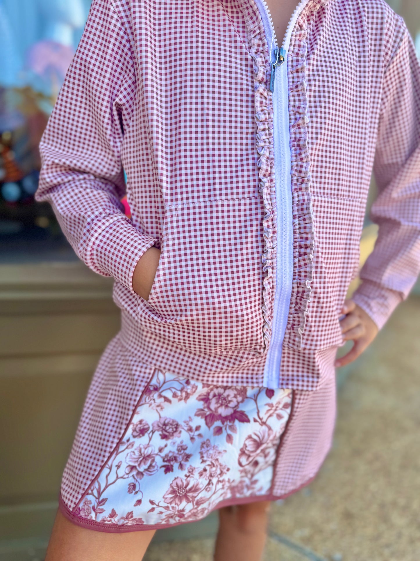 Be Girl Zip Up Skirt Set - Floral Gingham