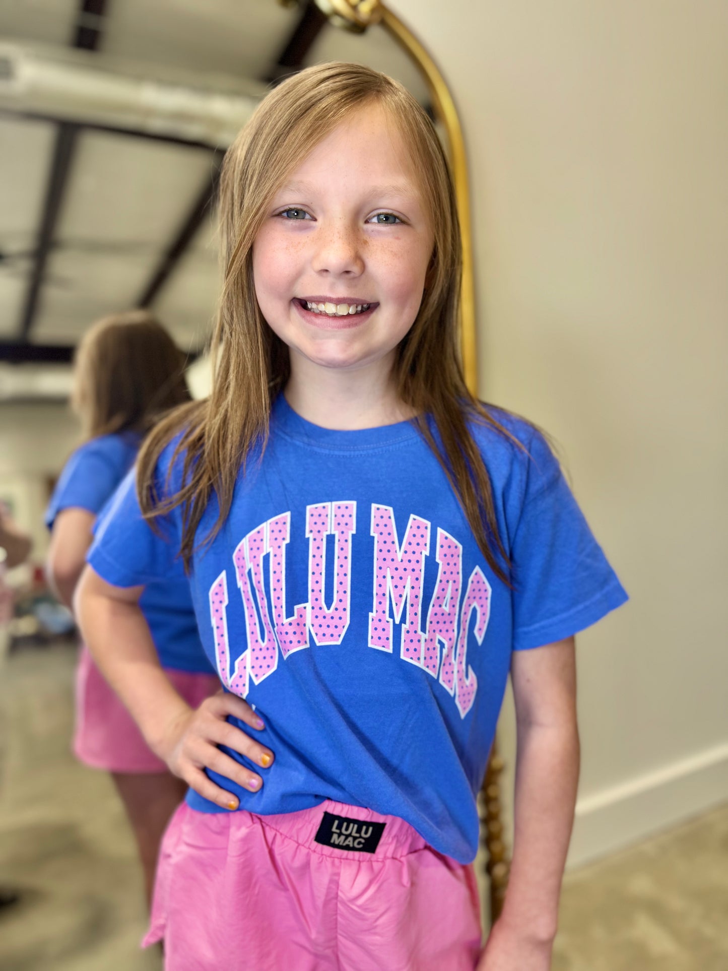 LuLu Mac Youth Polka Dot Tee- Flo Blue