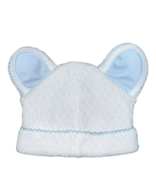 Paty Bear Cap White w/ Blue Trim