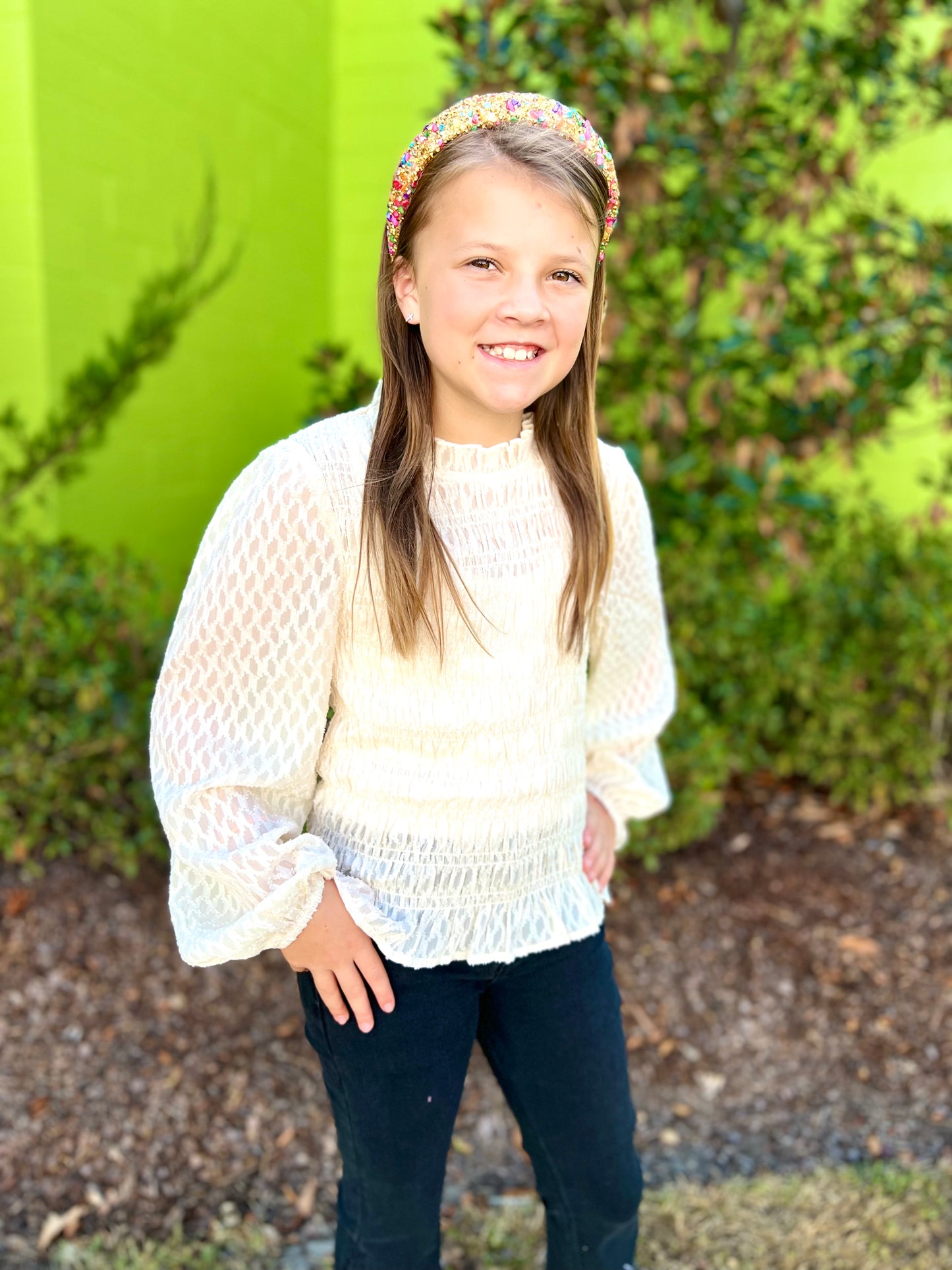 Cream Tea Time Smocked Top