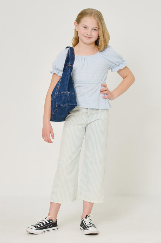 Hayden Girl Lt Blue Baby Doll Top