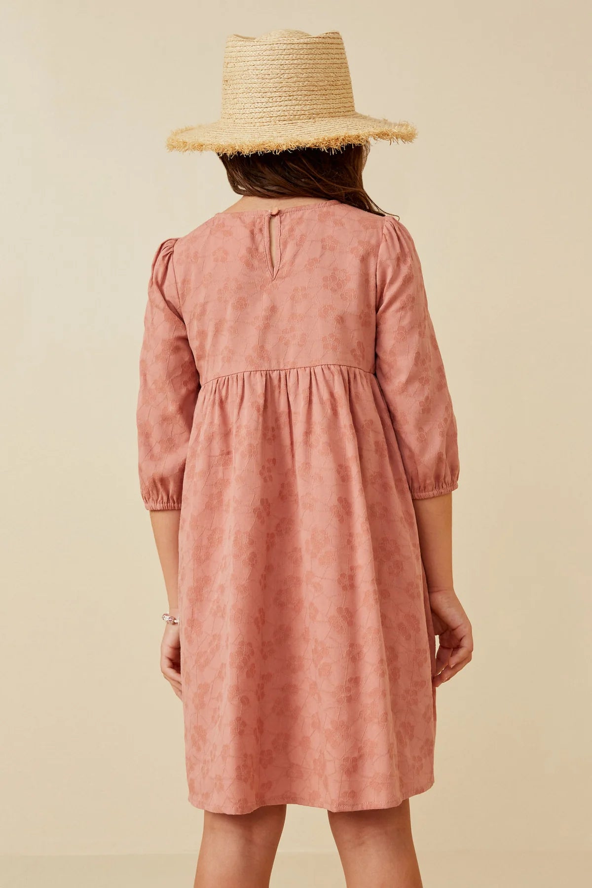 Hayden Girl Pleated Detail Embroidered Dress - Rose