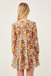 Hayden Girl Mixed Floral Print Ruffle Shoulder Dress
