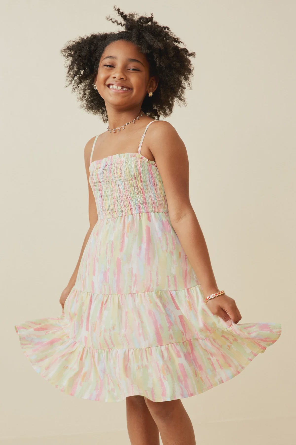 Hayden Girl Pastel Watercolor Smocked Sun Dress