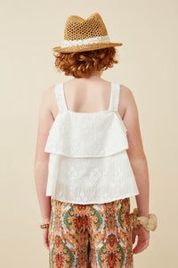 Hayden Girl Off White Floral Eyelet Tank