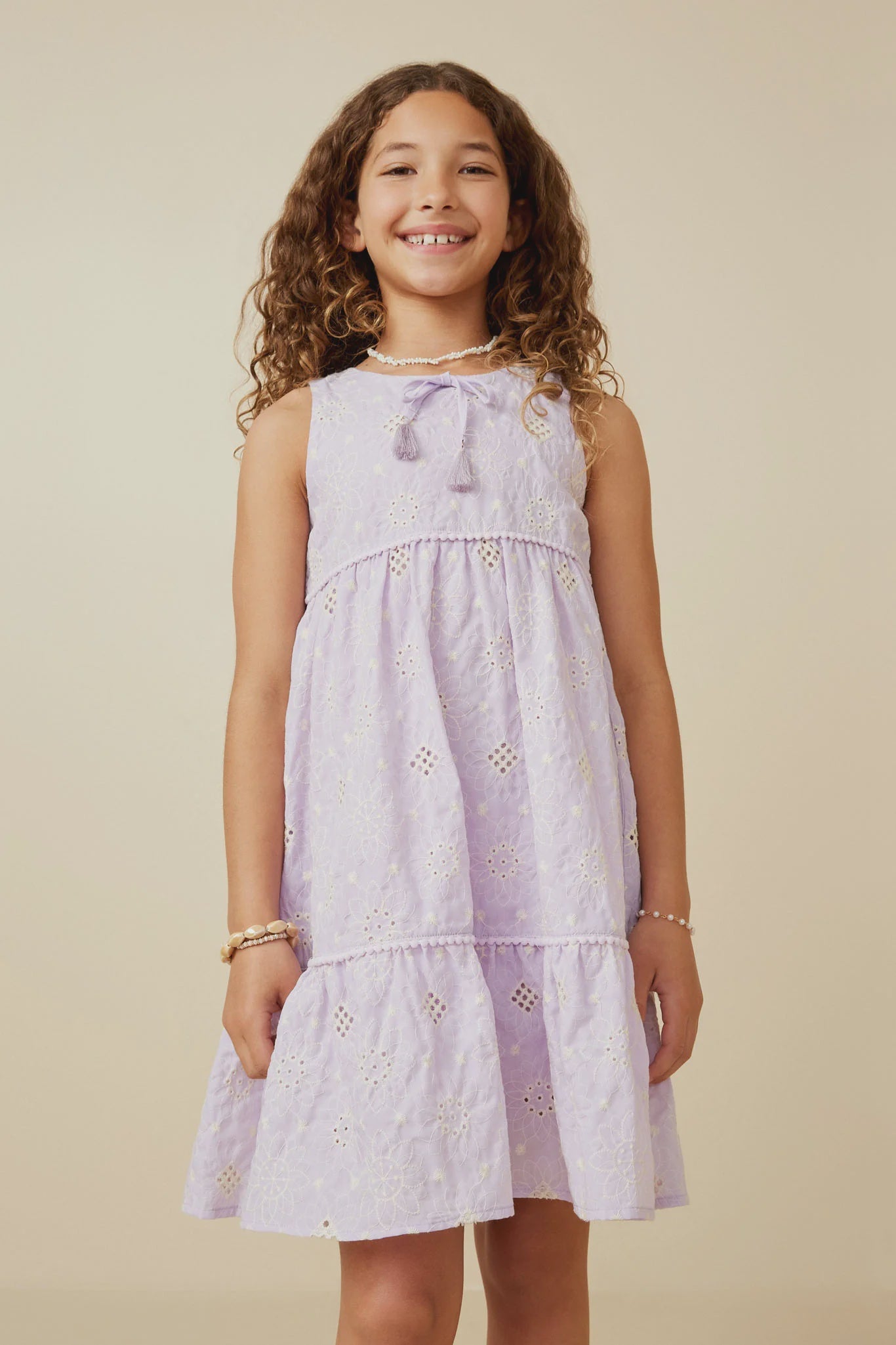 Hayden Girl Floral Detail Tank Dress - Lavender