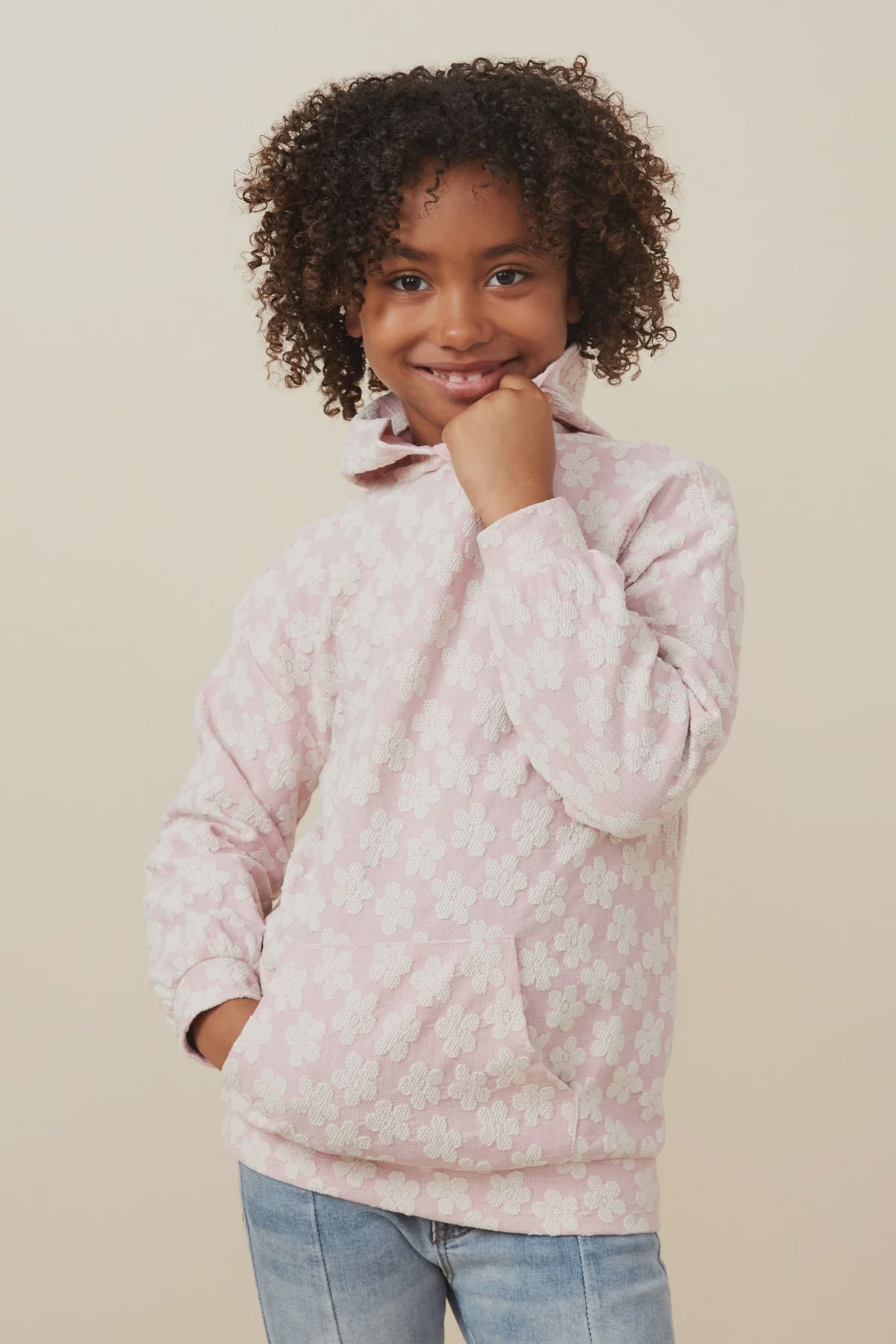 Hayden Girl Daisy Textured Hoodie