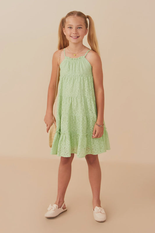 Hayden Girl Floral Crochet Lace Tiered Dress