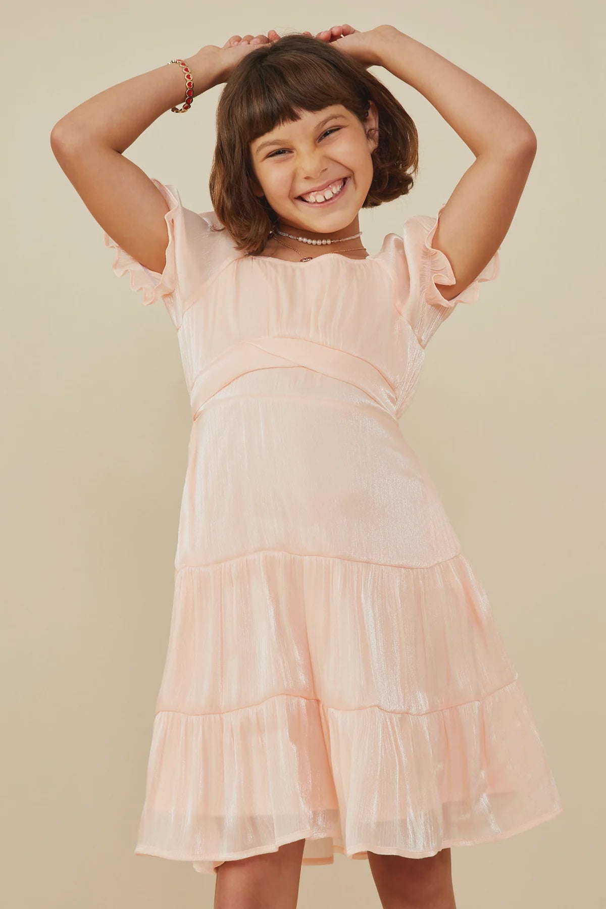 Hayden Girl Peach Shimmer Dress