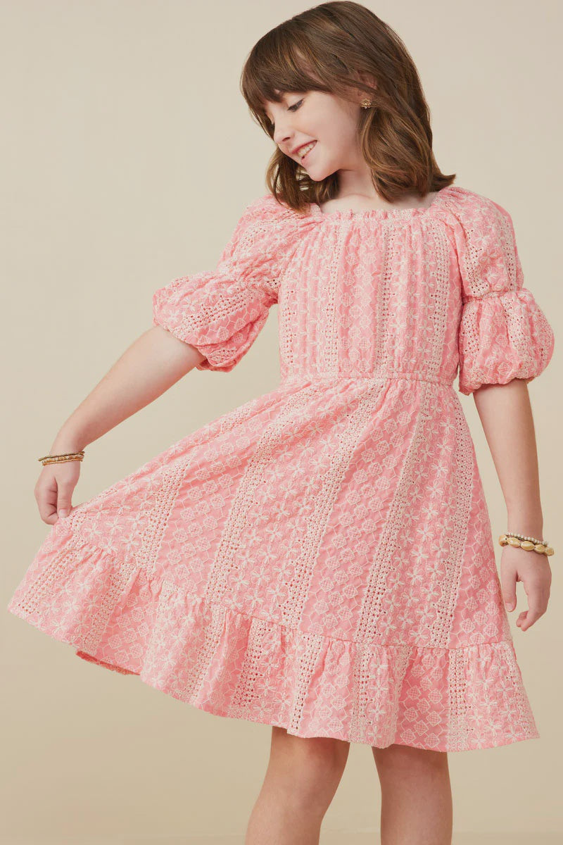Hayden Girl Cinch Sleeve Embroidered Dress