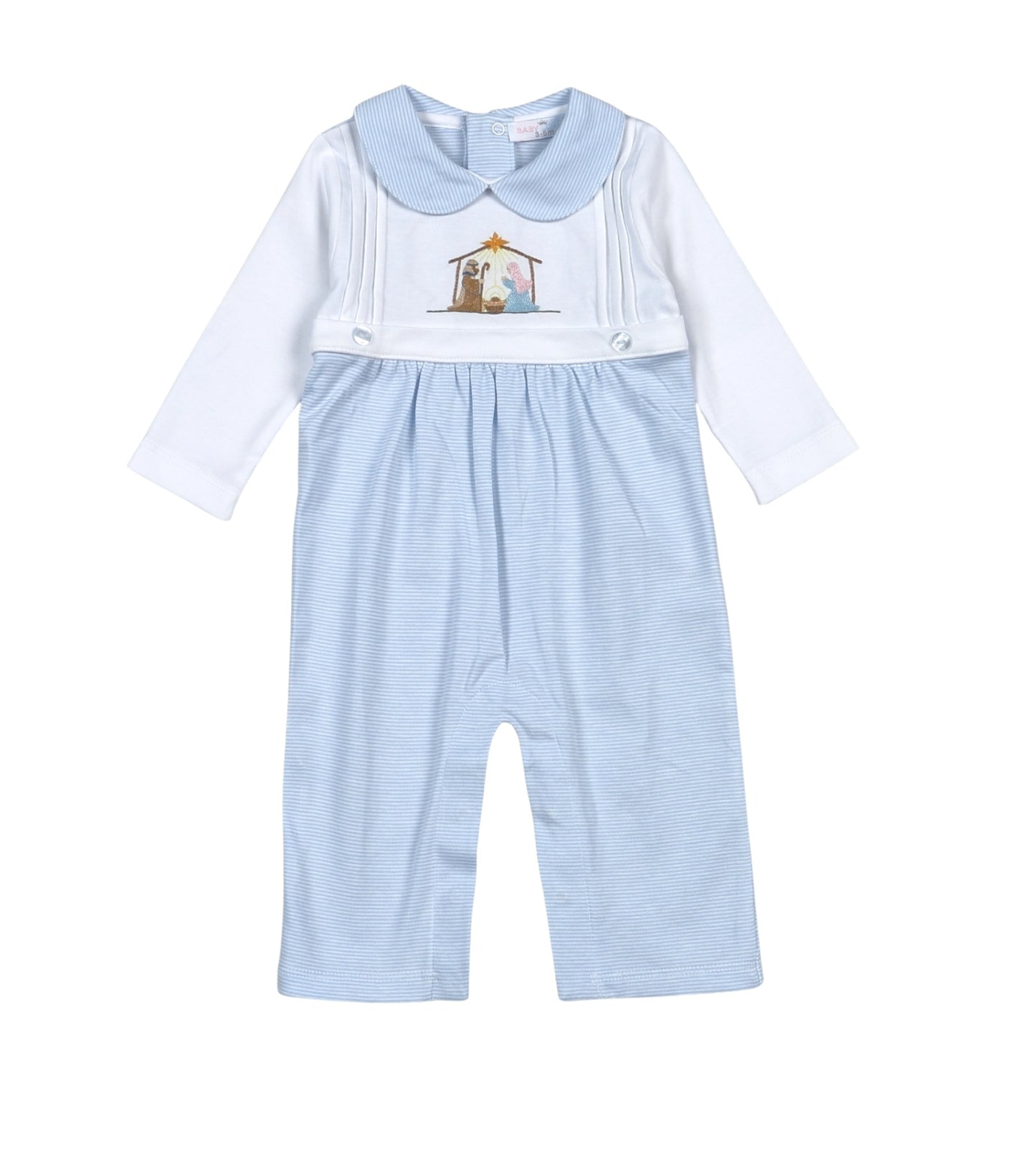 Baby Loren Blue Holy Night Embroidered Romper