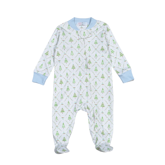 Baby Loren Holly Night Pima Zipper Footie - Boy