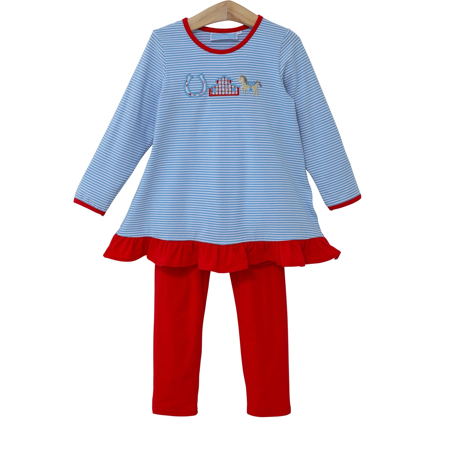 TSK Horse & Stable Applique Ruffle Pants Set