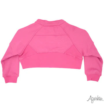 Azarhia Oversized Cropped 1/4 Zip Sweatshirt Hot Pink