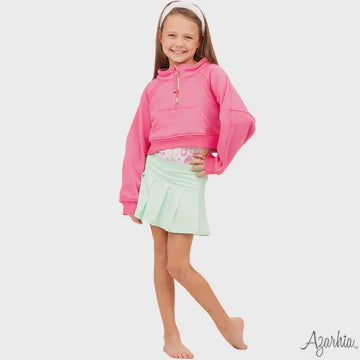 Azarhia Oversized Cropped 1/4 Zip Sweatshirt Hot Pink