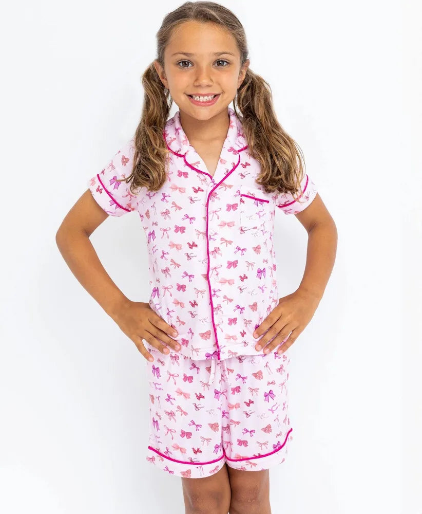 Preppy Goose Bows Short Sleeve Pajama Set