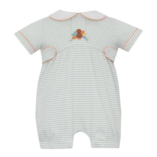 Petit Bebe Turkey Boys Green Knit Stripe SS Bubble