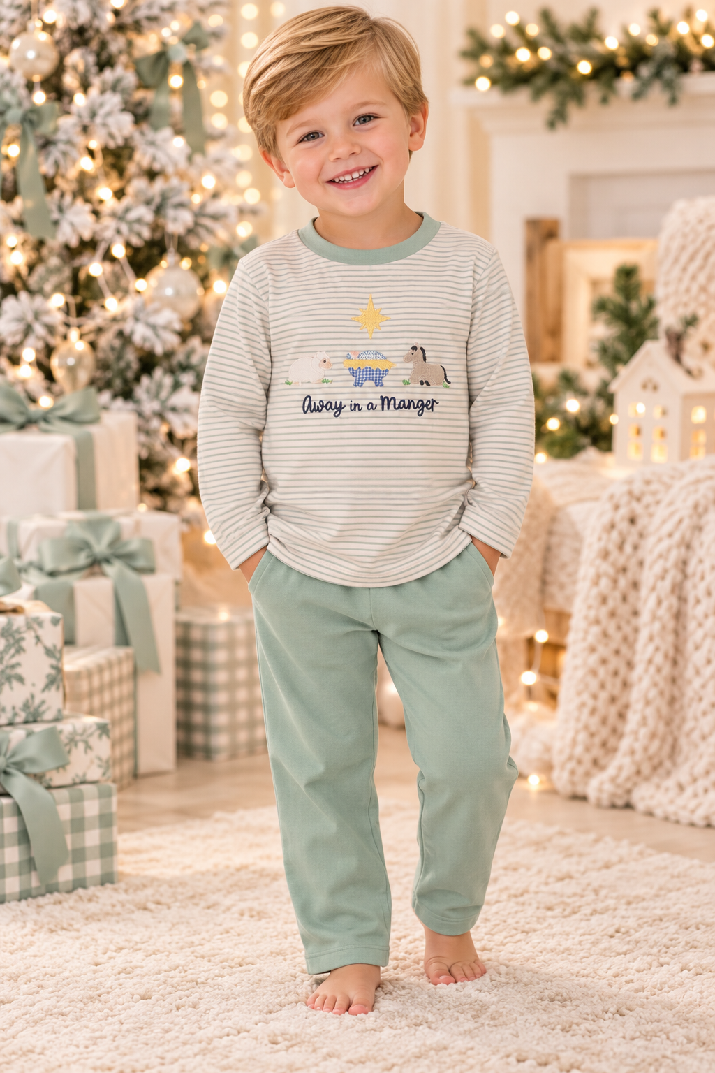 Three Sister Away in a Manger Boys Pant Set