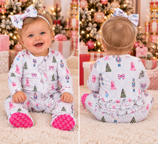 LEV Baby Angelina Ruffled Zippered Footie