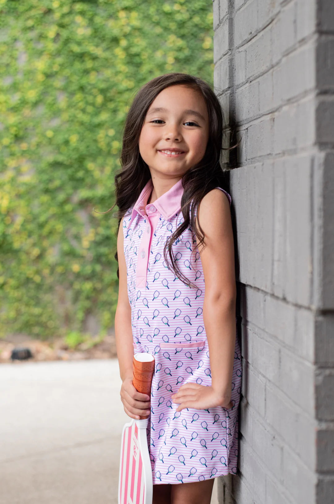 Prodoh Girls' Sleeveless Pro Performance Polo Dress Pickle Ball Print