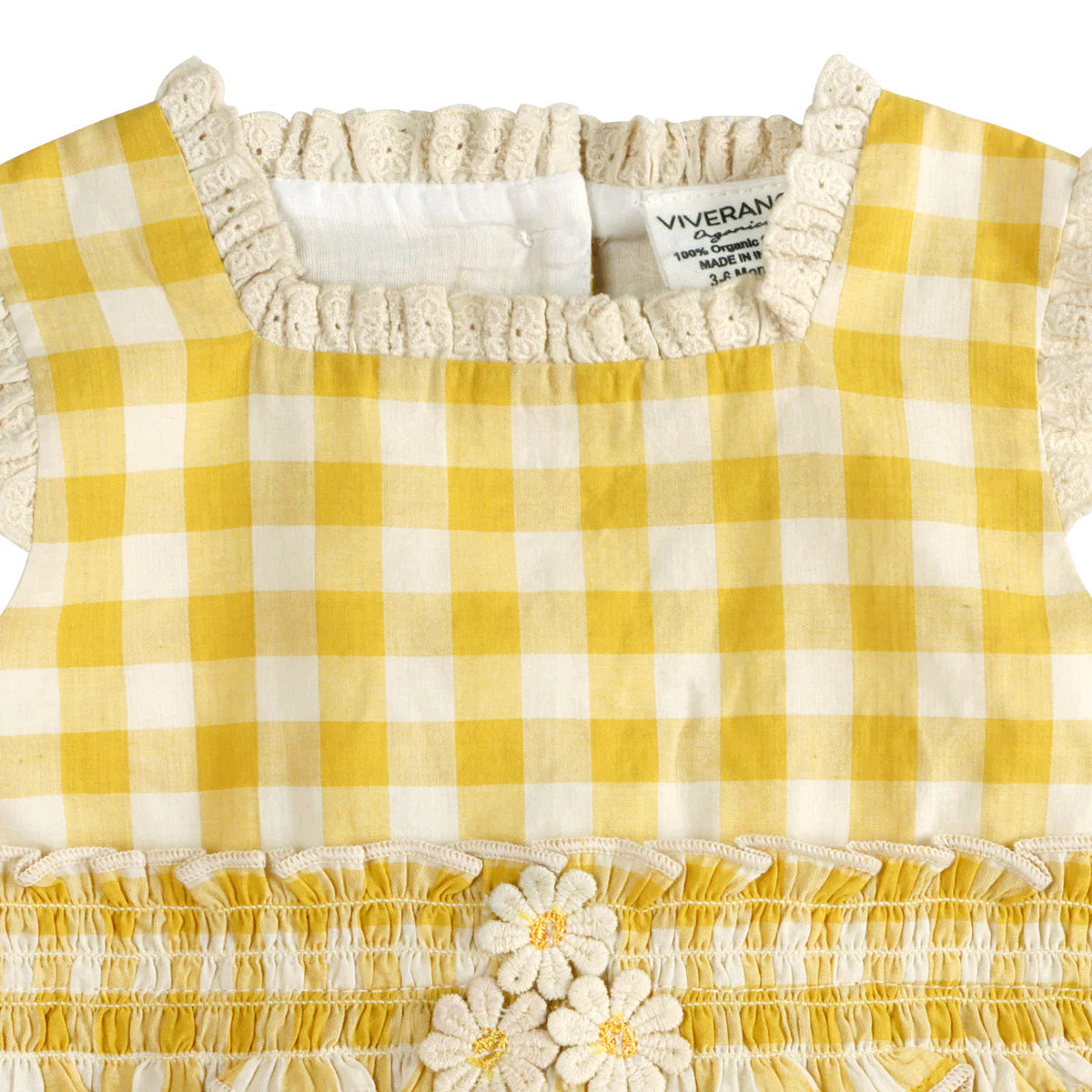 Viverano Lucy Gingham Smocked Romper & Headband