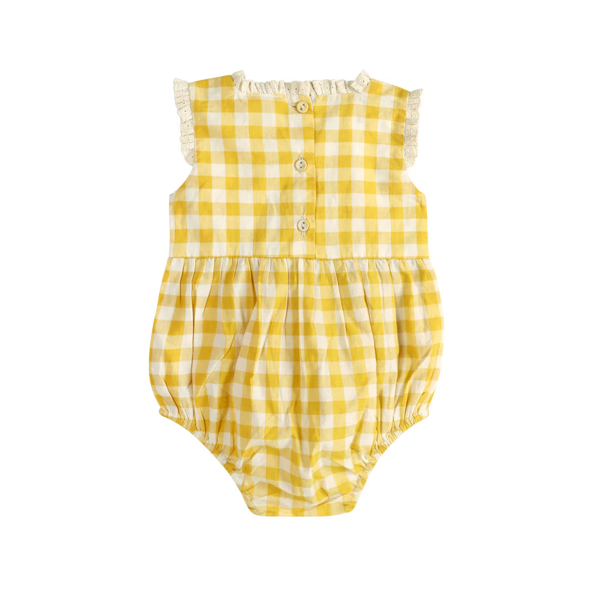 Viverano Lucy Gingham Smocked Romper & Headband