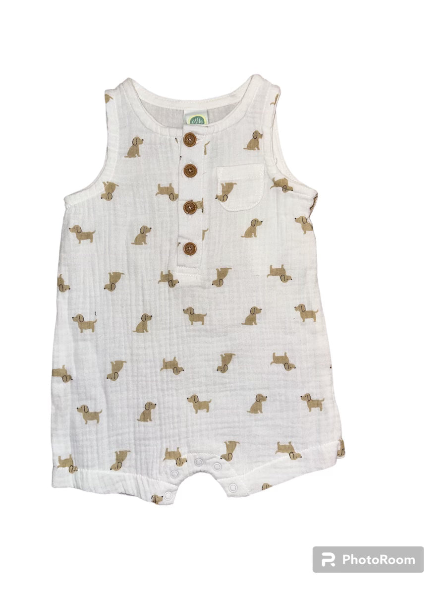 Dog Print Gauze Romper