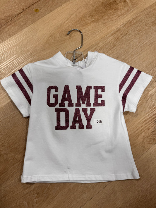 Game Day Glitter Boxy Tee Maroon