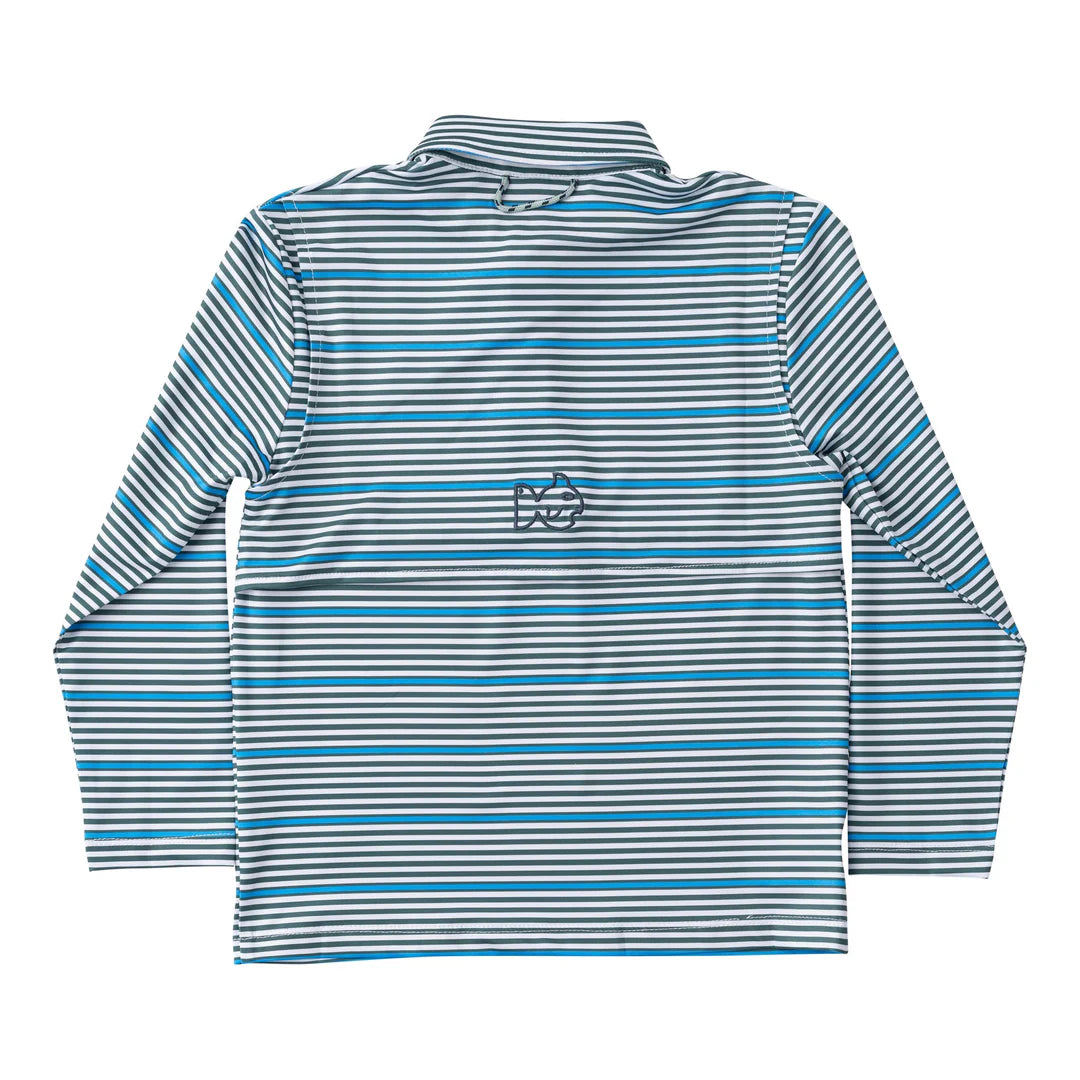 Prodoh Blue/Green Striped LS Performance Polo