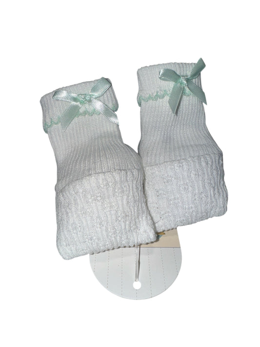 Paty Booties White w/Mint Bow