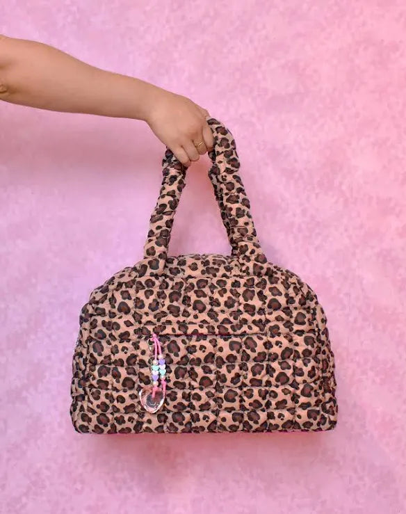 OMG Quilted Scrunchie Leopard Print Duffle Bag