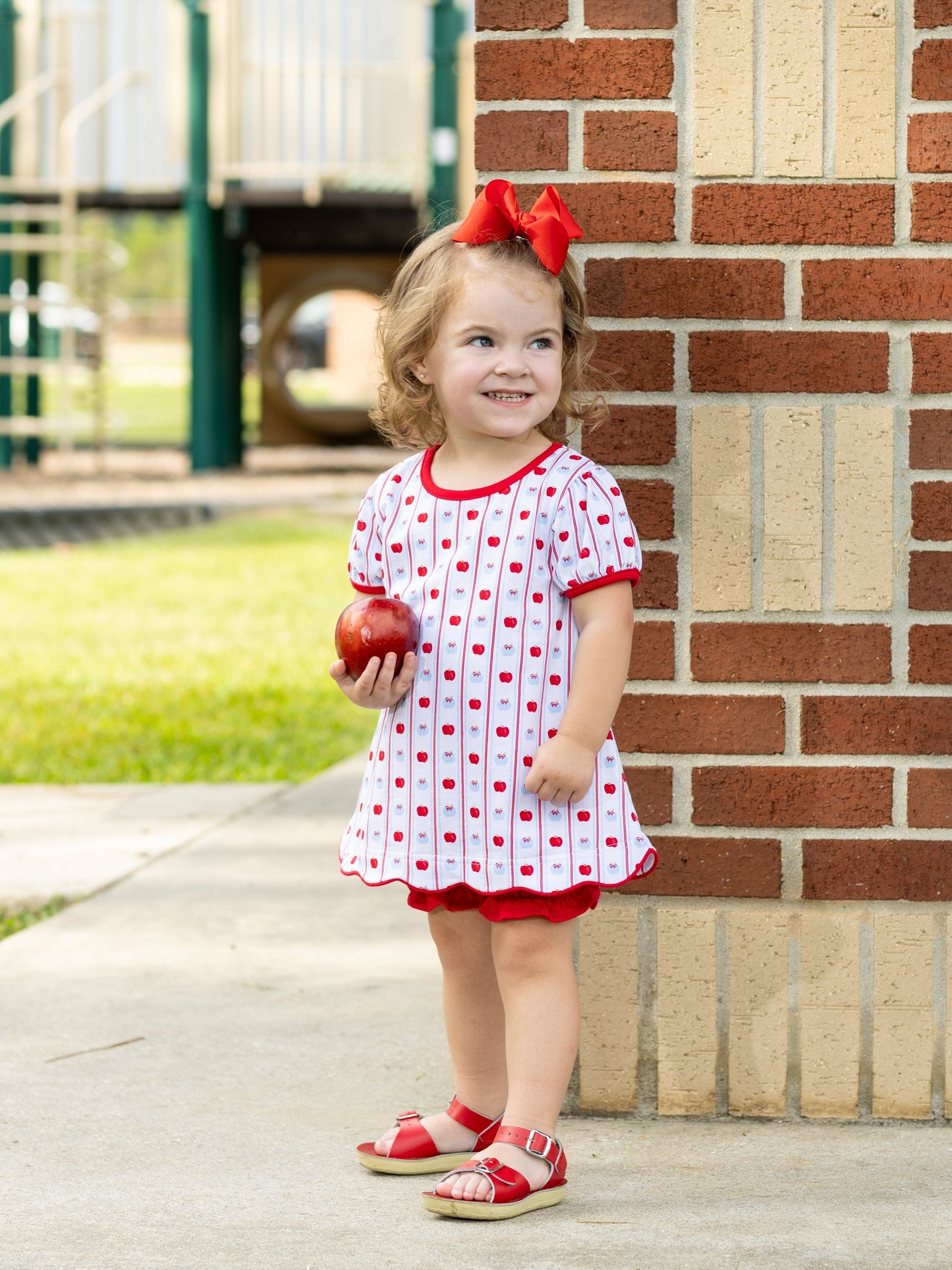 Trotter Street Kids Apple Print Bloomer Set