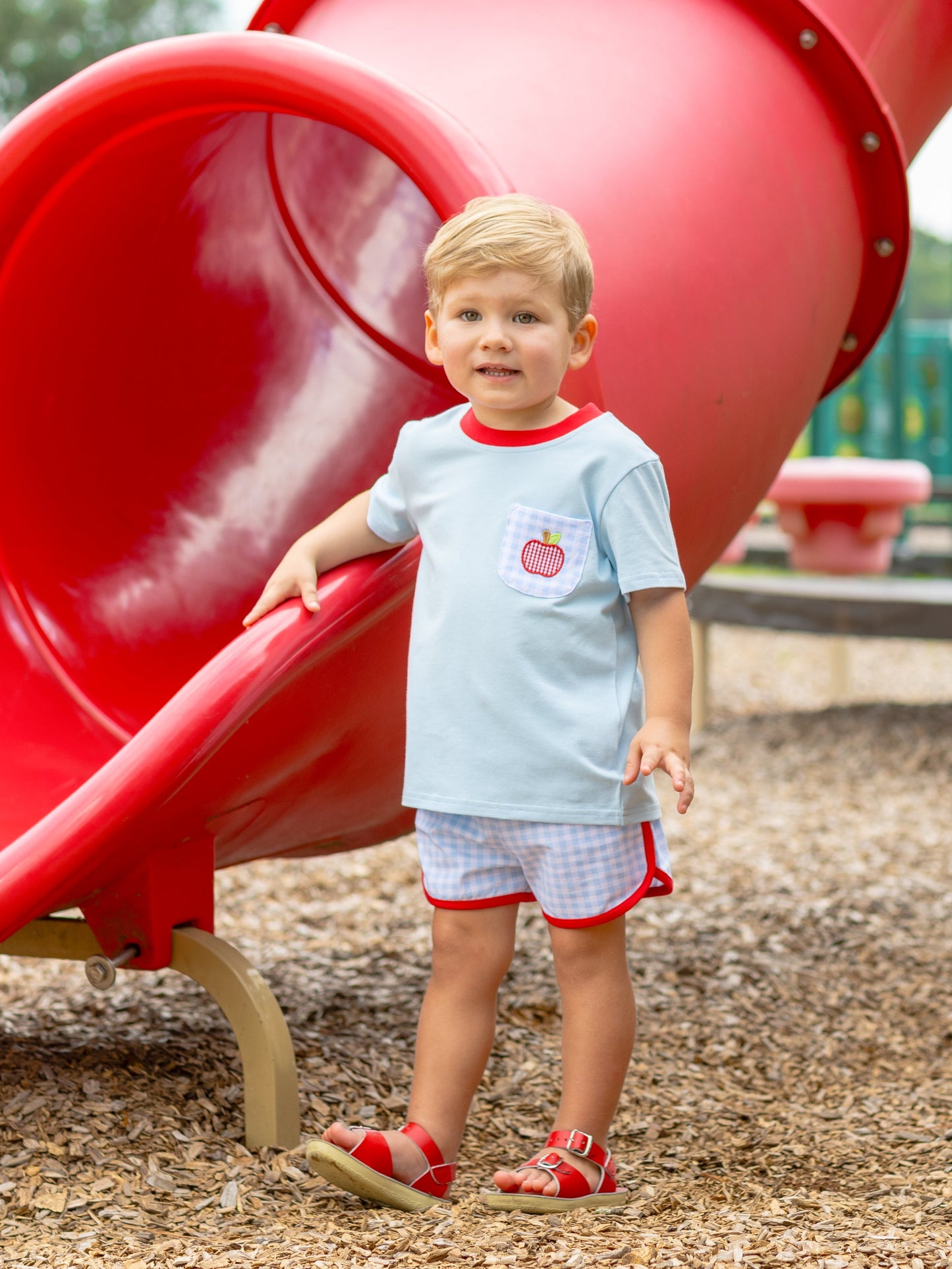 Trotter Street Kids Apple Trio Short Set