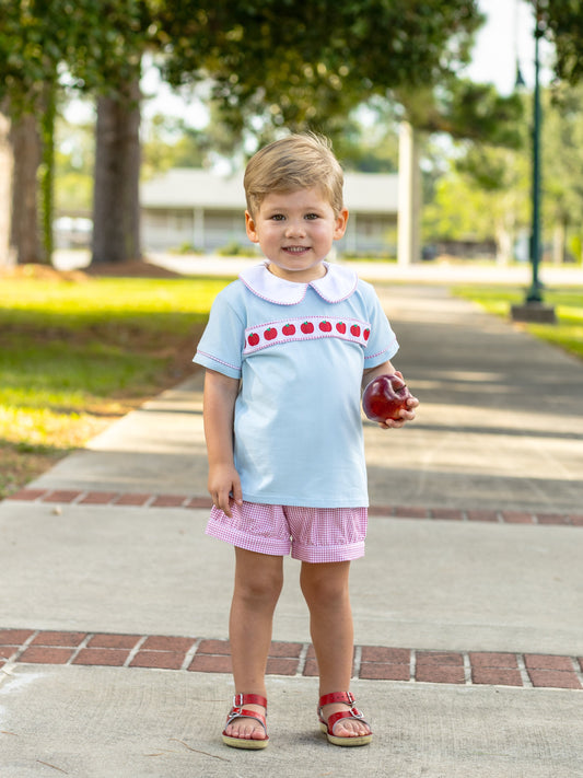 Trotter Street Kids Apple Ribbon Banded Short Set