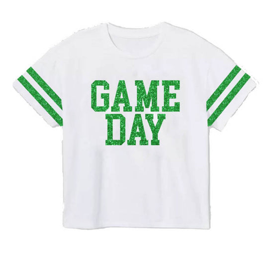 GAME DAY Glitter Boxy Tee Green