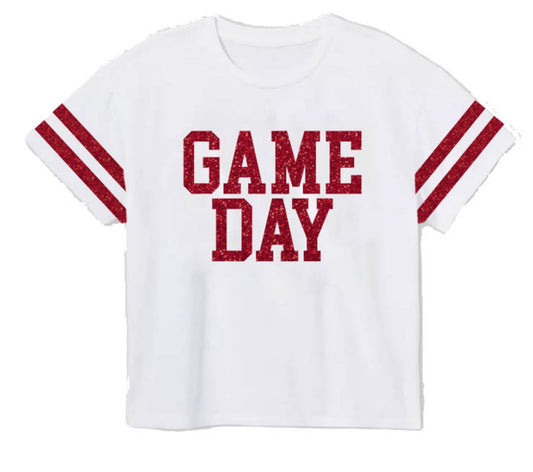 Game Day Glitter Boxy Tee Maroon