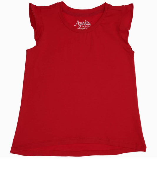 Ruffle Shirt in Solid Red