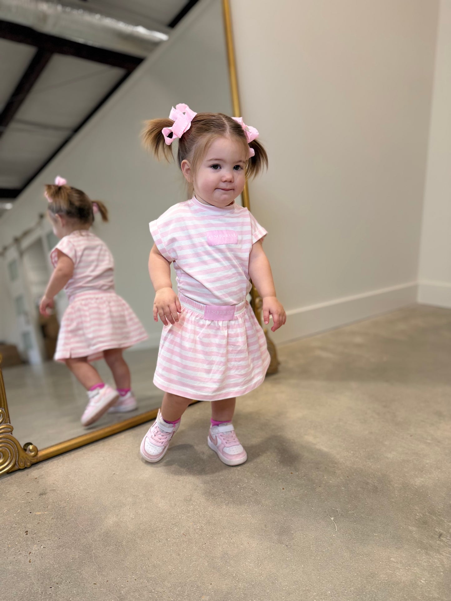 E Squared Youth Pink Striped top