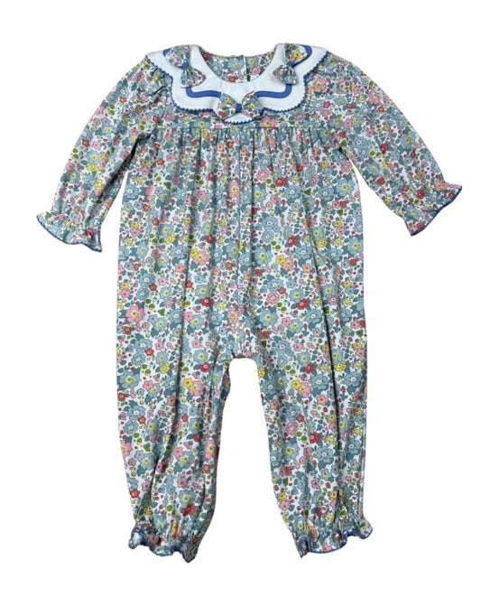 Delaney Fall Floral Scallop Collar Romper