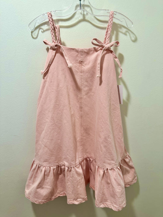 Peach Love Washed Pink Braid Spaghetti Denim Dress