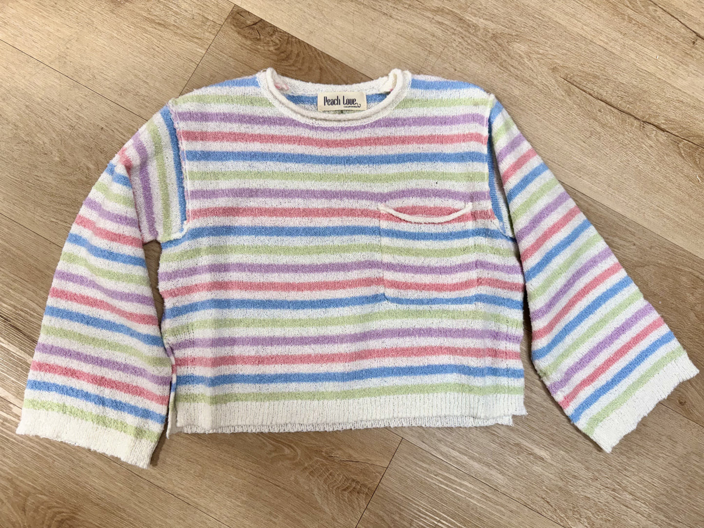 Peach Love Multi Stripe Loose Fit Sweater
